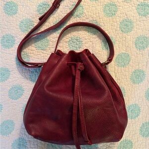 PENDLETON LEATHER GOODS ** Deep Red** Leather Crossbody Bucket Purse